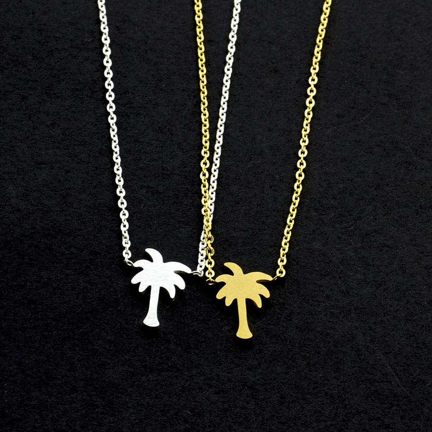 Ожерелье из нержавеющей стали с изображением пальмы островной жизни чокер