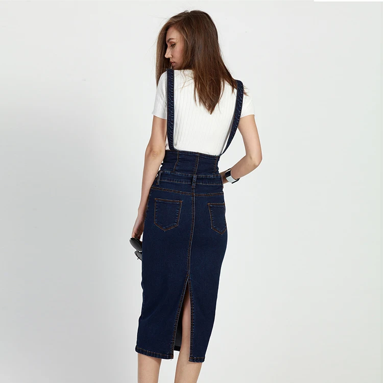 Лето 2017 г. свободная Милая женская джинсовая юбка мыть джинсовый сарафан с