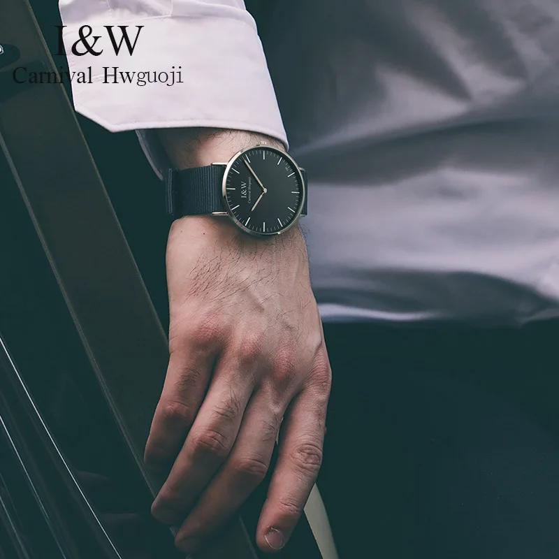 Карнавал Тритий часы для мужчин нейлоновый ремешок мужские Топ бренд класса люкс