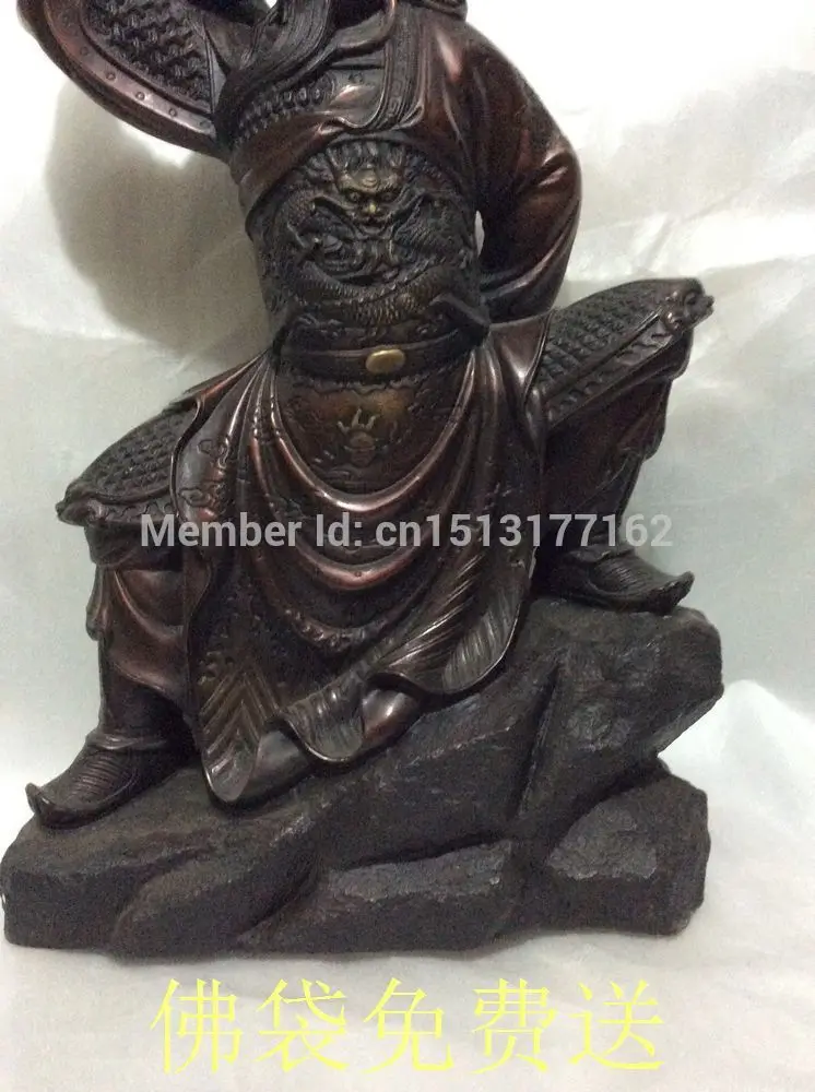 Огромный красивый могучий Китайский бронзовый guangong гуань гун статуя 51 см