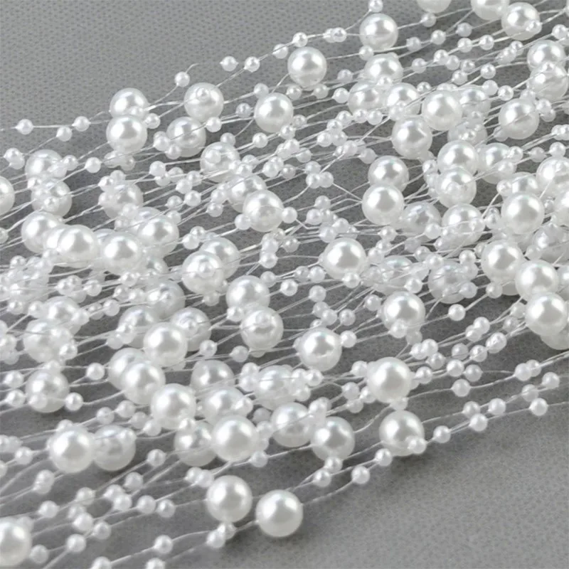 White 5 м DIY гирлянда из искусственного жемчуга, бусы, цепочка для свадебного украшения стола, центральные принадлежности, букет невесты, аксессуары для волос, цветок - Цвет: White