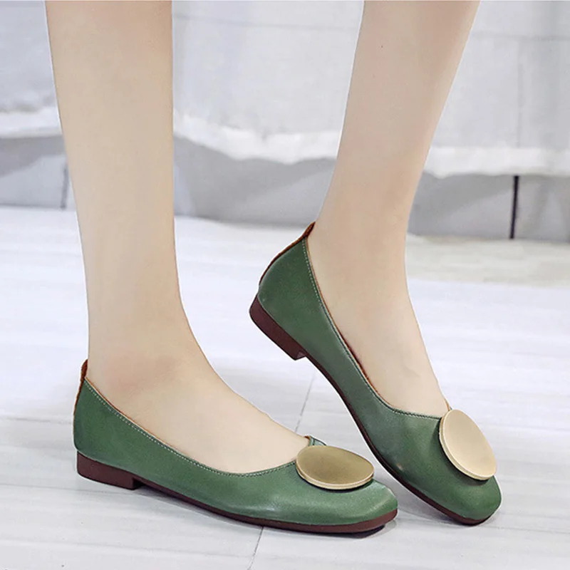 Женская обувь на плоской подошве мягкие слипоны с круглым носком розовые зеленые