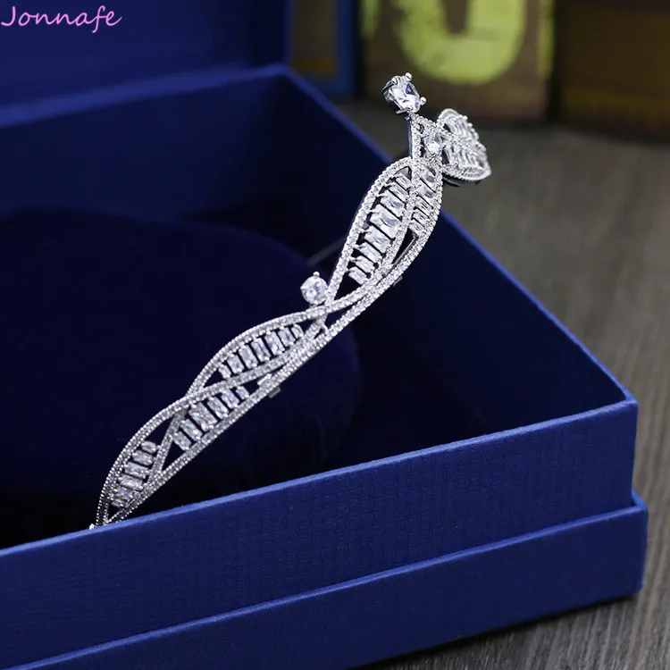 Jonnafe Fashion Zircon Princess Crown Women Patry Headpiece Wedding Silver Tiara Bridal Hair Accessories Jewelry | Украшения и