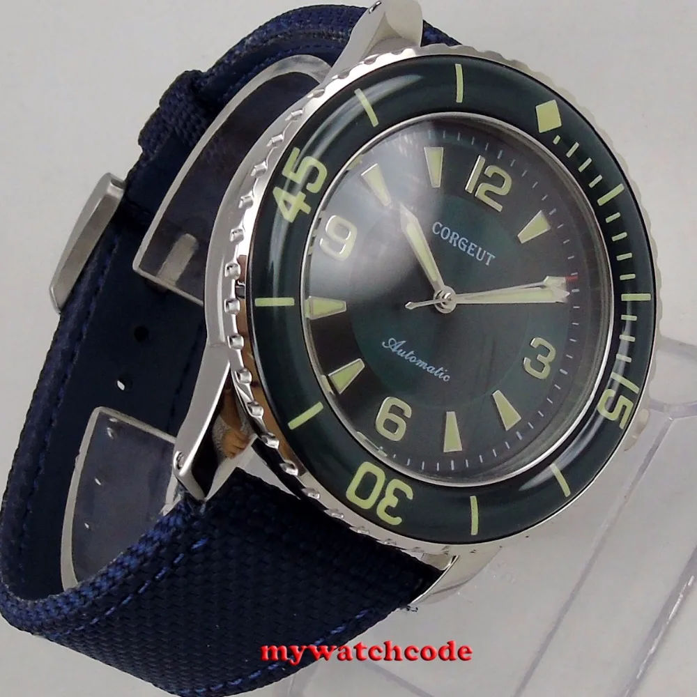 45 мм зеленый циферблат с циферблатом Супер Светящиеся знаки Чайка