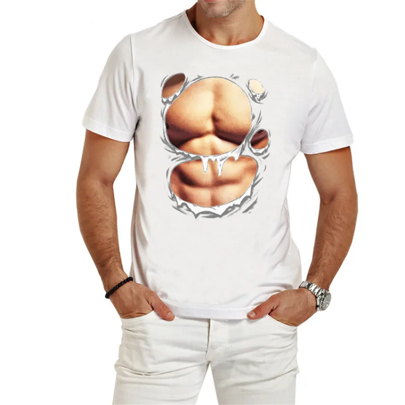 Футболка мужская новая большая грудь сексуальная желудок шесть пакет Abs футболка