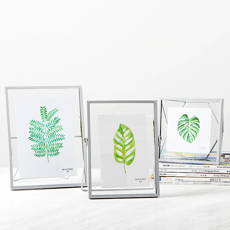 Креативная черная металлическая Стеклянная фоторамка держатель для портрета