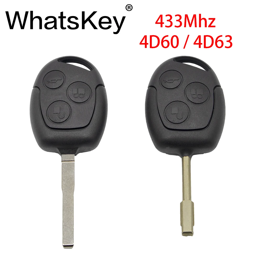 Чип WhatsKey 433 МГц 4D60 4D63 3 кнопки дистанционного ключа автомобиля для Ford Focus 2 Fiesta Fusion C-Max для Mondeo 3 Galaxy C Max S