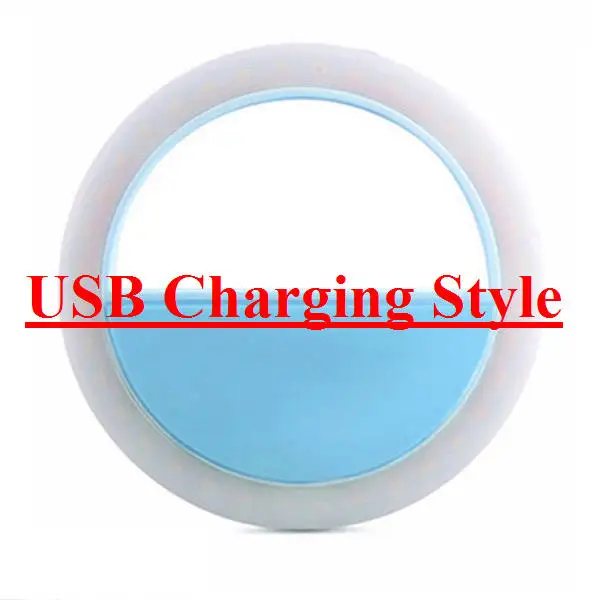 charging blue Hotr USB перезаряжаемая вспышка для селфи лампа светодиодный вспышка для селфи заполняющая Свет Зарядка круглый держатель кольца вспышка для селфи свет - Цвет: charging blue