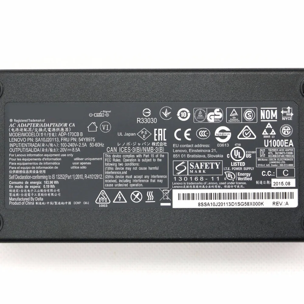 20V 8.5A 170W ADP 170CB B SA10J20113 54Y8975 ноутбук адаптер переменного тока для LENOVO THINKPAD W541 T440P W540