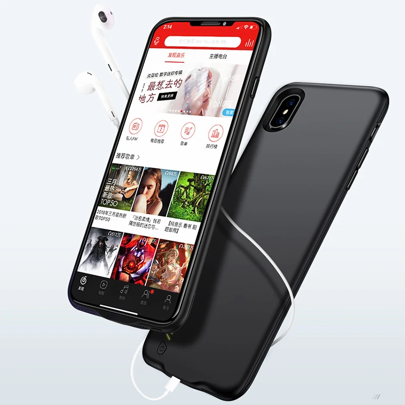 3500mAh Portable Slim Ultra Thin Headphone Audio Phone Battery Case For iPhone X Bluetooth Magnetic Battery Charger Case Cover