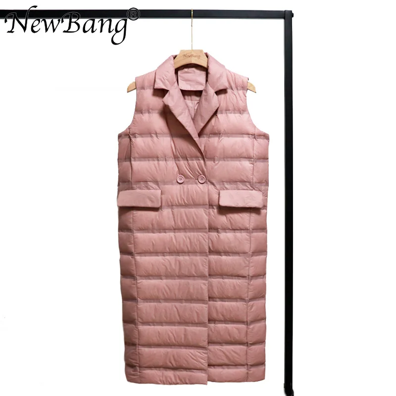 Длинный жилет NewBang M L XL Женский пуховик светильник теплые уличные жилеты с