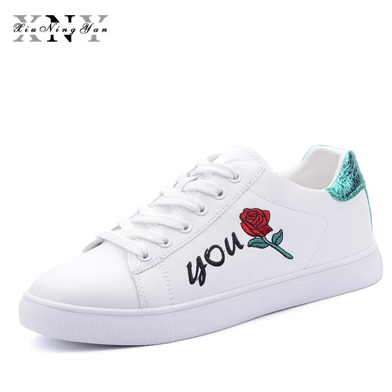 Женские кроссовки XIUNINGYAN розовые белые на плоской подошве для прогулок|casual flats|flat