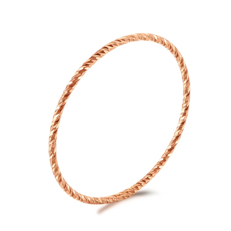 

Pure AU750 18K Rose Gold Ring Fashion Rope Shape Wedding Ring Band
