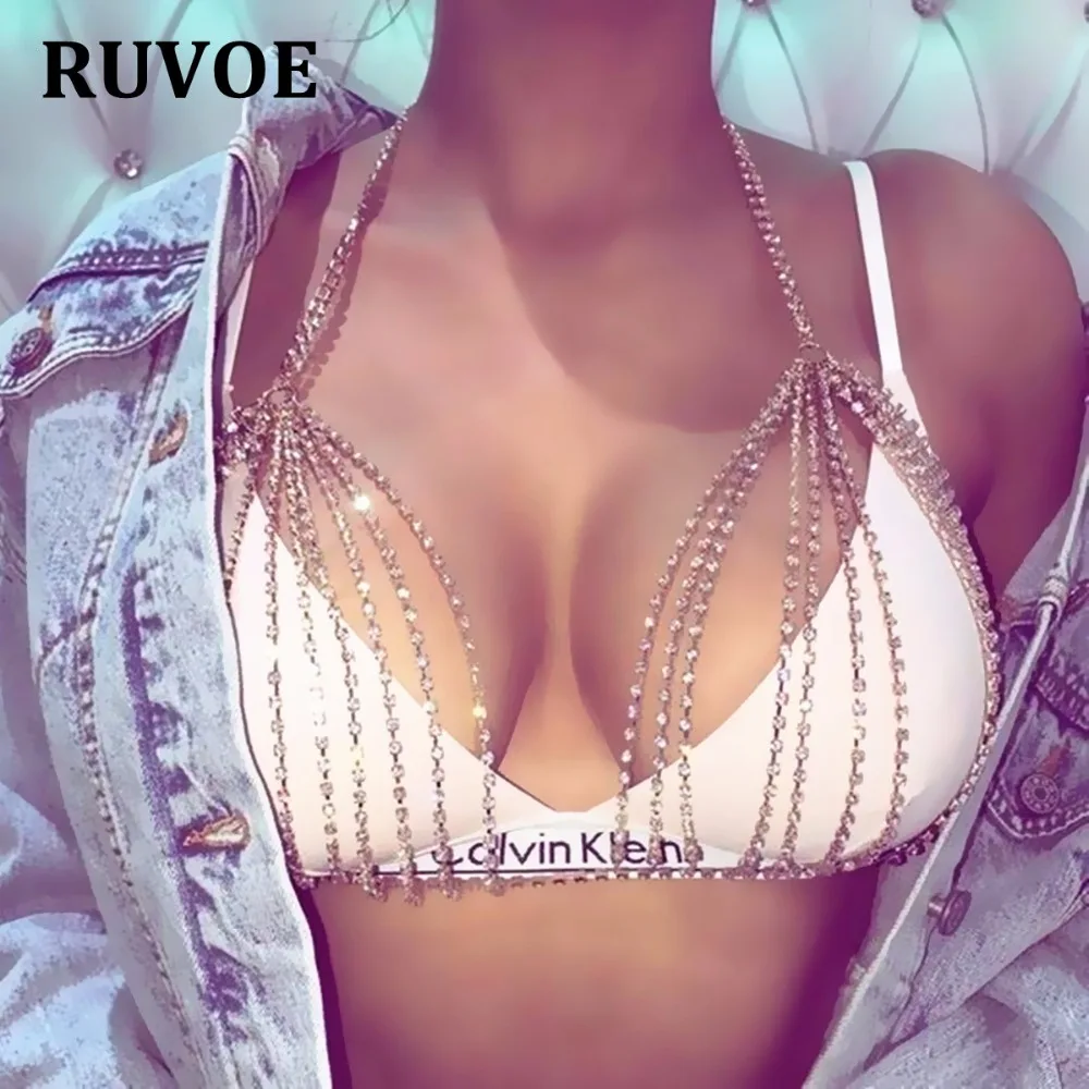 Стразы Хрустальный бюстгальтер бикини топ грудь живот кисточки цепочки