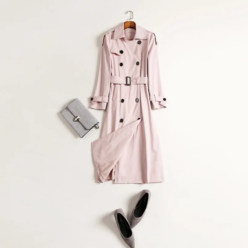 Классическое пальто для женщин двубортный зимний Тренч женский длинный