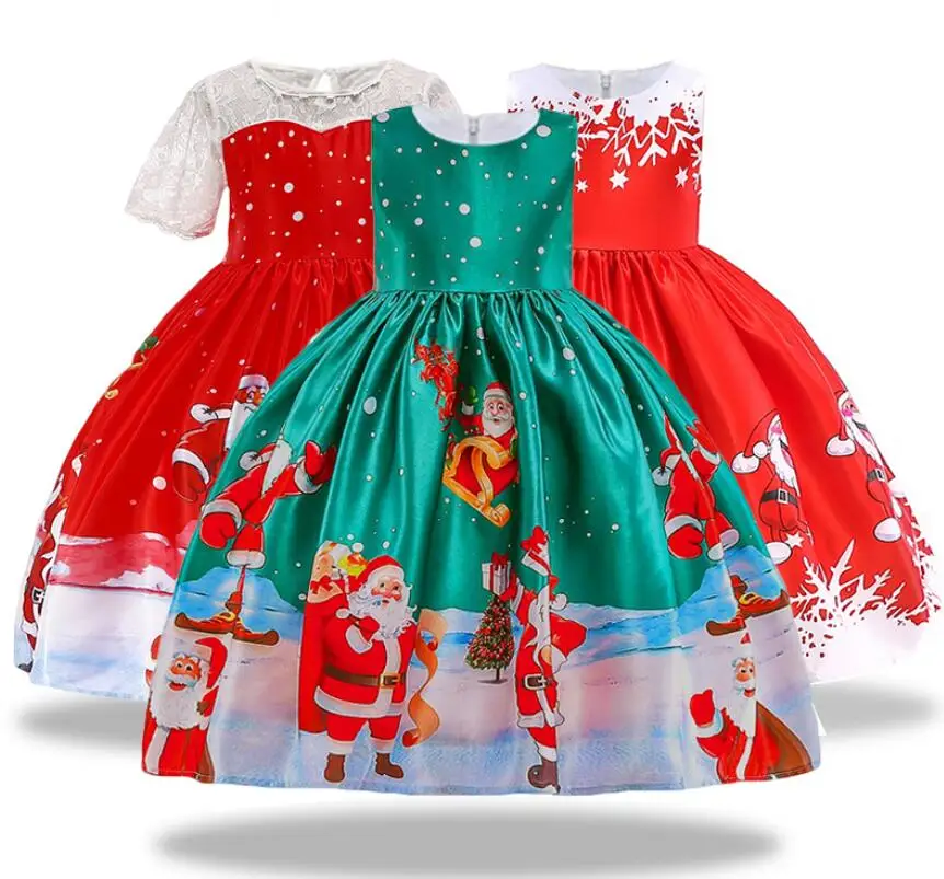 Новогоднее рождественское платье для девочек зимняя детская одежда со