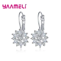 hottest sale genuine 925 sterling silver austrian crystal flower exquisite dangle earrings for women luxury jewelry making