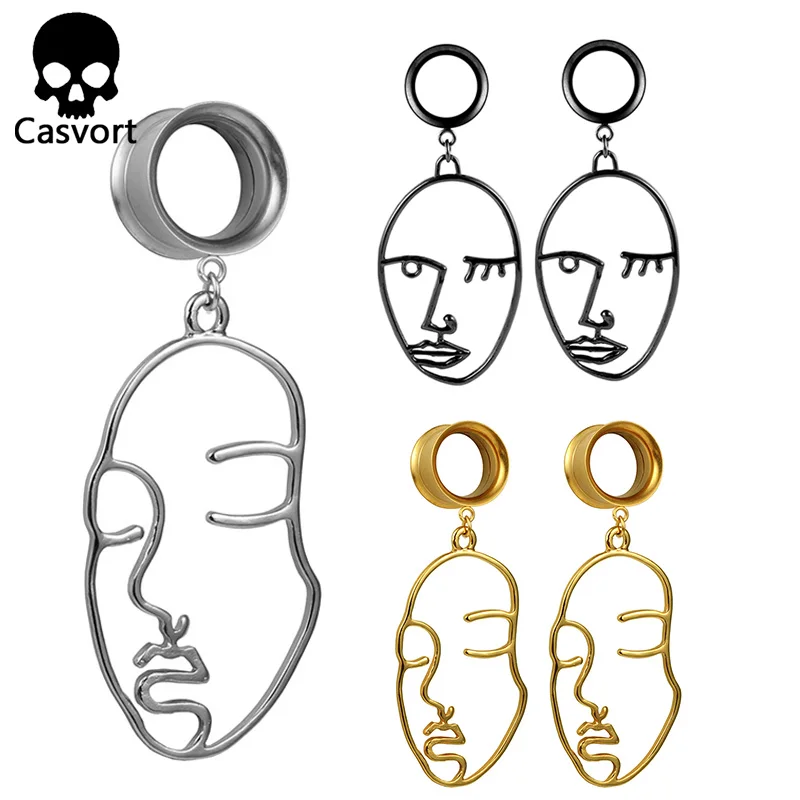 Casvort ювелирные изделия для пирсинга, ушные датчики, пробки, туннели из нержавеющей стали, висячие серьги для лица, расширитель, модное ювелирное изделие для подарка