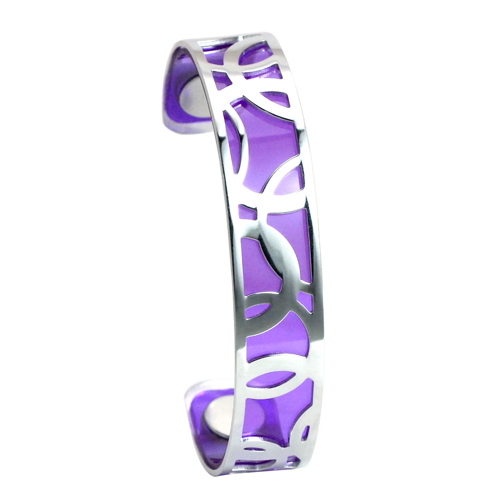 Legenstar обруч-браслет для женщин нержавеющая сталь Manchette Femme Кожа Pulseira Сменные летние ювелирные изделия - Окраска металла: 14 mm purple