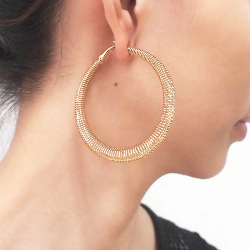 Женские Весенние большие серьги кольца из сплава диаметром 60 мм модные массивные