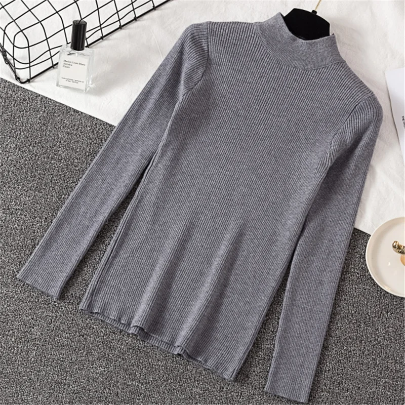 Корейский женский свитер с высоким плотно облегающим шею воротником Sueter mujer Invierno