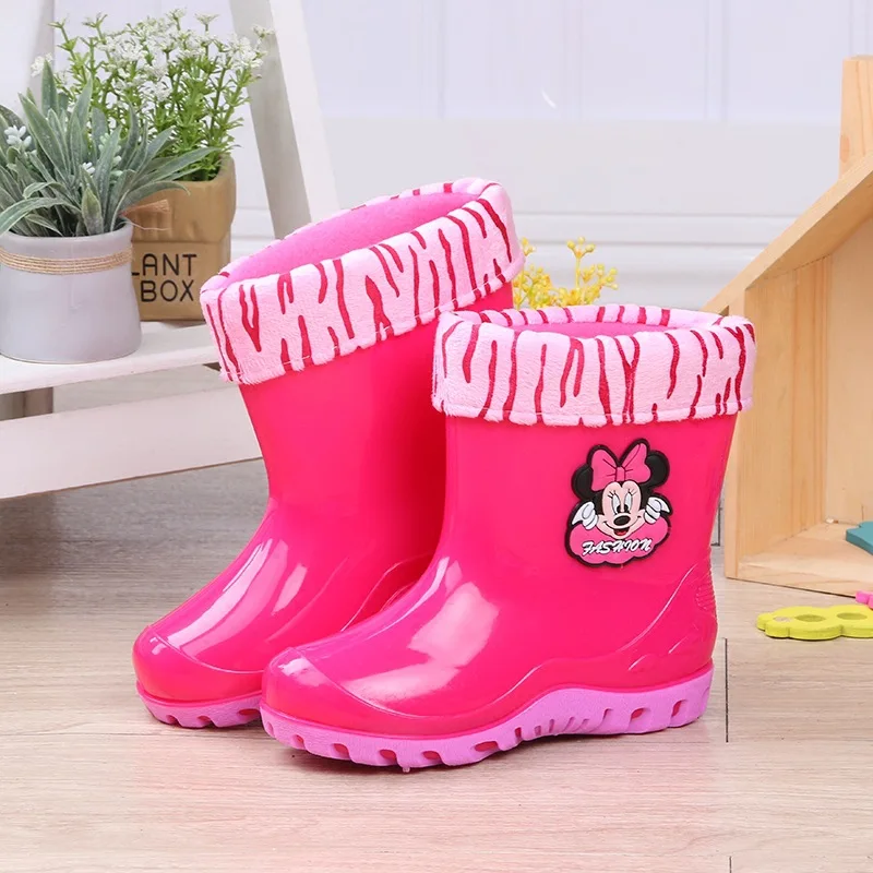 Детская Теплые больших размеров хлопок съемный резиновые сапоги