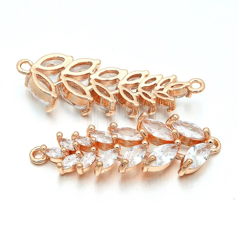 Rose Gold Роскошные листья сверкающих хрустальные бусины Подвески Разъемы для изготовления ювелирных изделий для девочек Для женщин Цепочки и ожерелья Rsoe золотые аксессуары - Цвет: Rose Gold