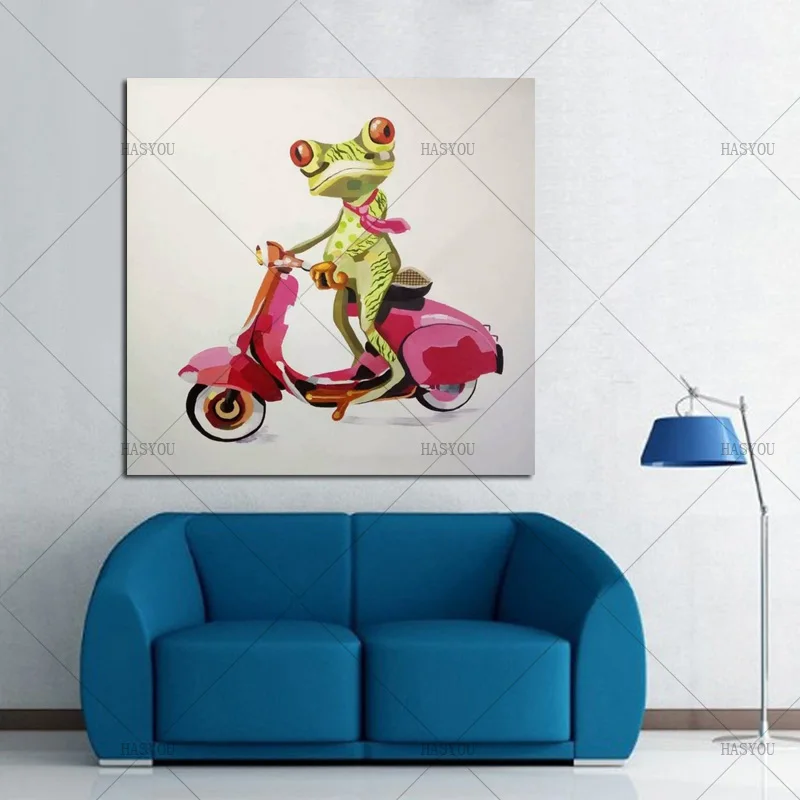 100% ручная роспись абстрактная краска лягушка животные масляная Настенный декор