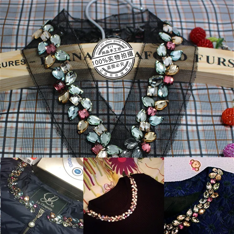 2 ярда жемчужные стразы золотые бусины кружевная отделка винтажная сетчатая