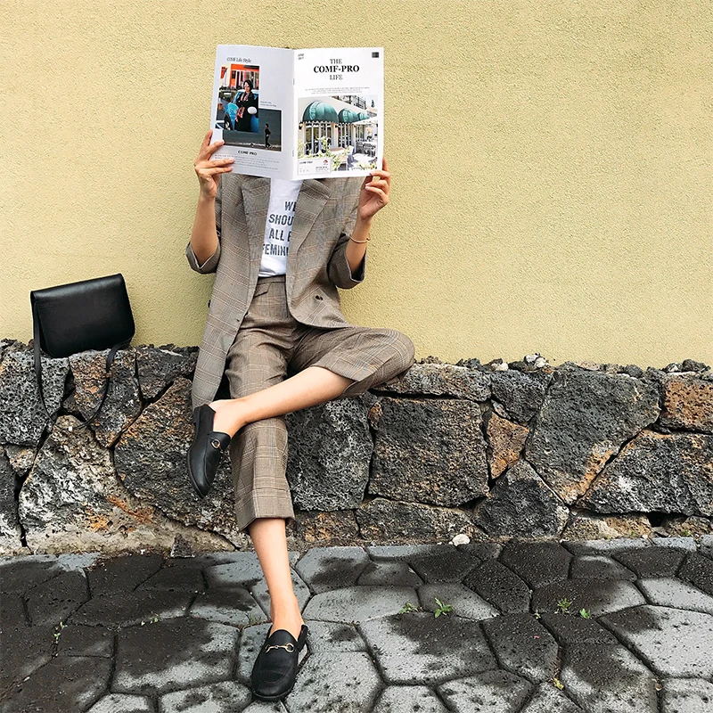 Костюм для работы из 2 предметов модный офисный костюм свободный блейзер и