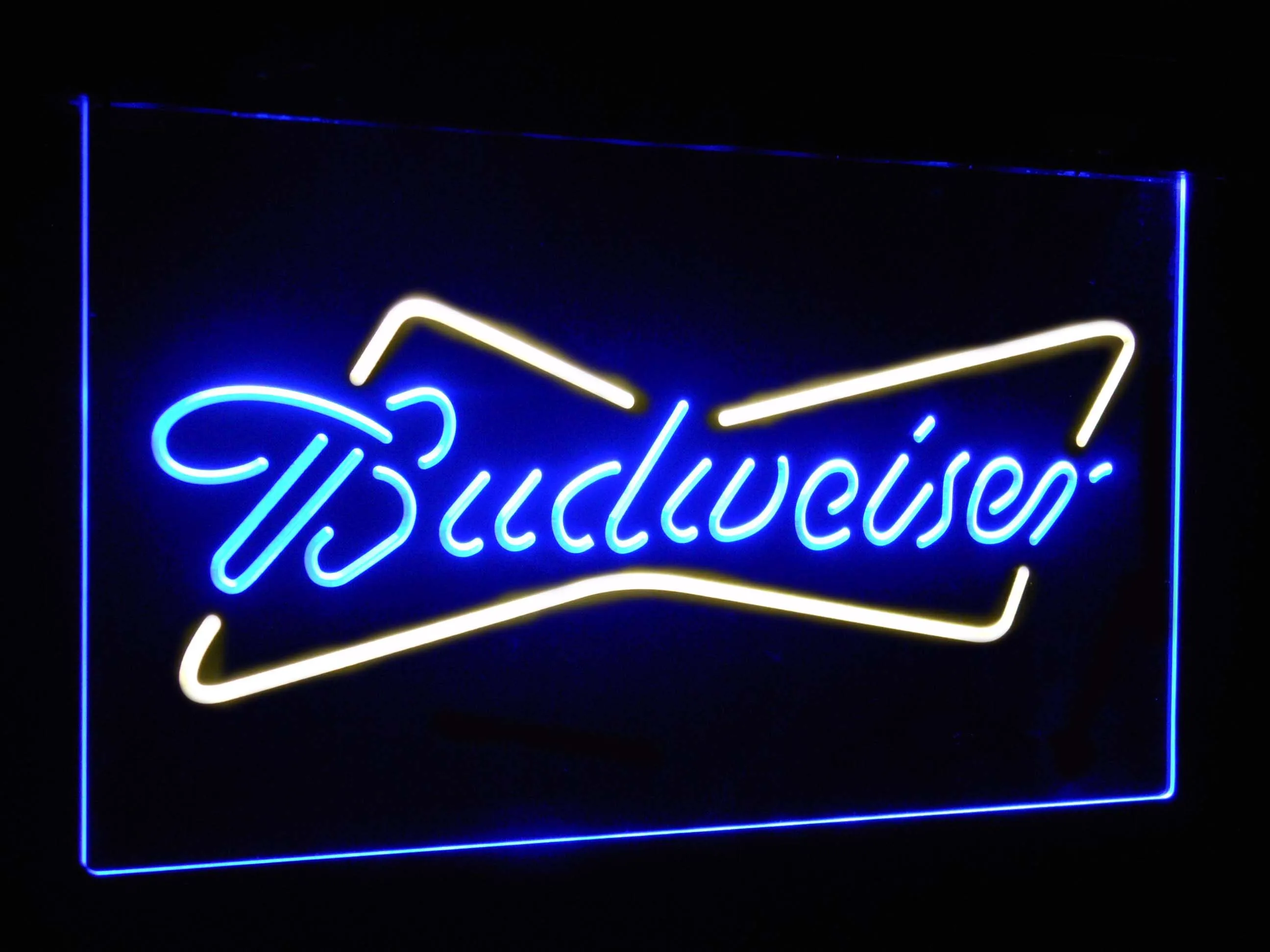 Budweiser классический пивной бар украшения подарок двойной цвет светодиодный неоновый светильник вывески st6-a2009 - Цвет: Blue and Yellow
