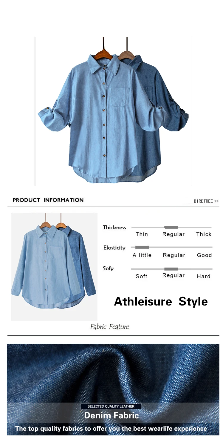Женские джинсовые блузки размера плюс, XXXXXL, 5XL-XL, женские блузки, джинсы в уличном стиле, джинсовая рубашка с карманами, Женская сорочка T64202R