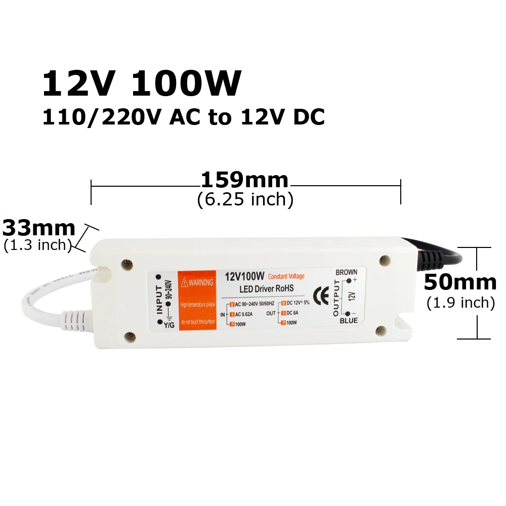 

5V Power Supply 12 Volt LED Driver AC 110V 220V to DC 5 Volt Power Adapter 12V 18W 28W 48W 60W 72W 100W Lighting Transformer