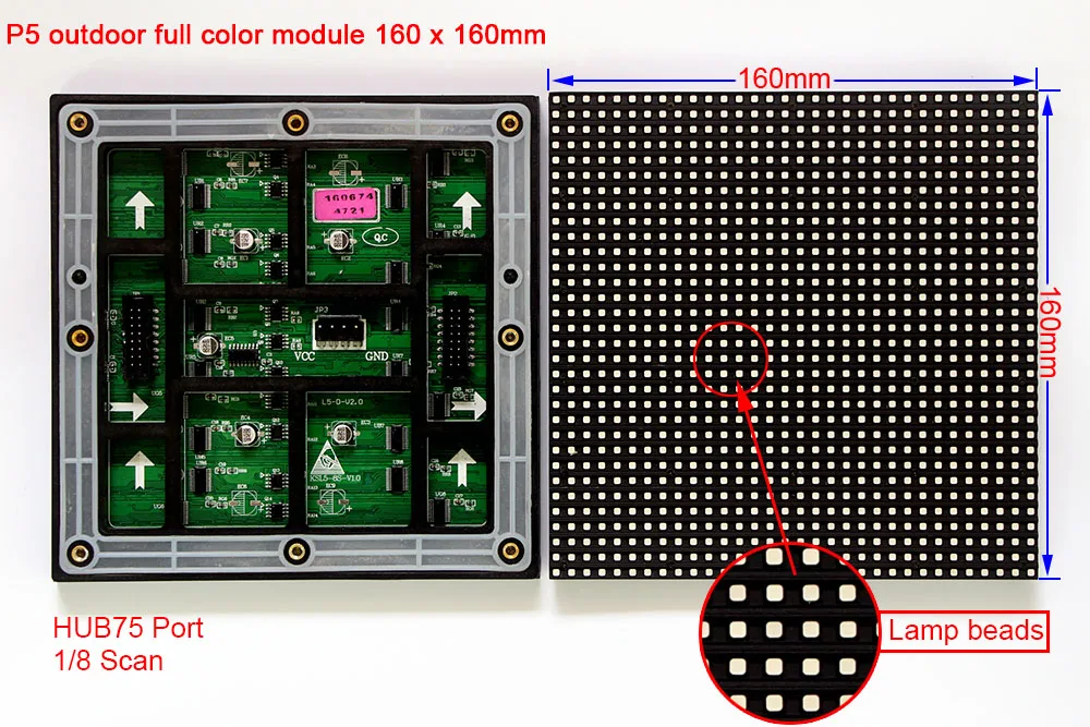 СВЕТОДИОДНЫЙ полноцветный дисплей P5 3 в 1 SMD 1/8 сканирование 160*160 мм 32*32 пикселей