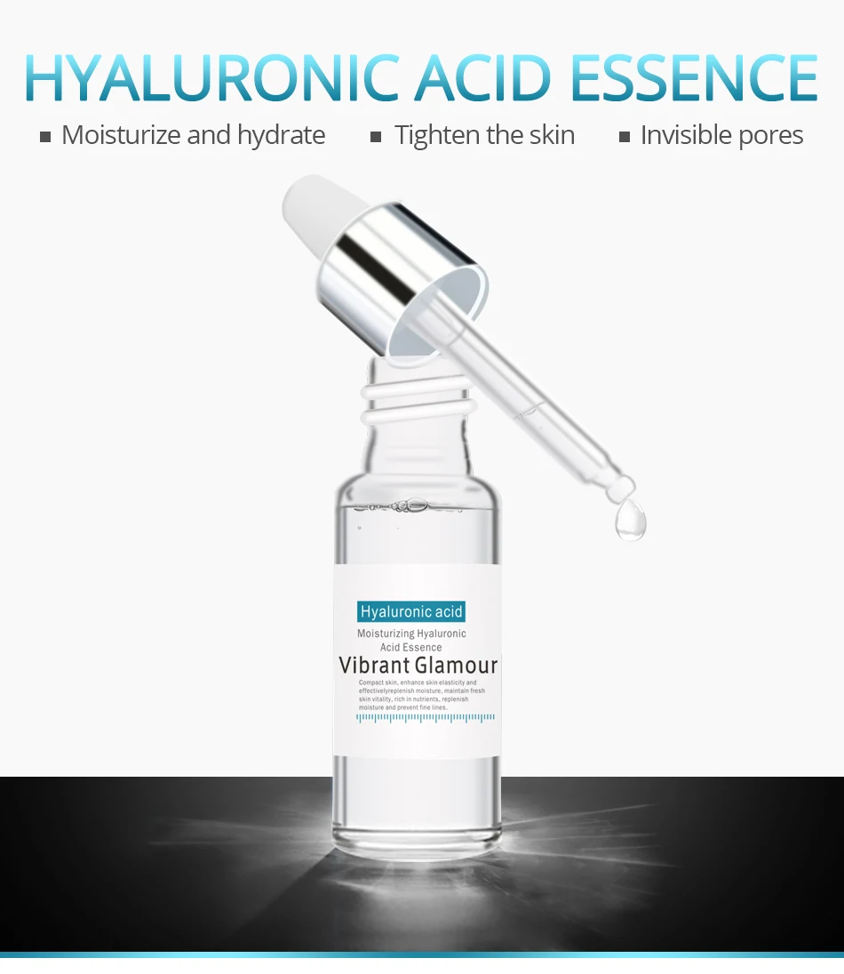 VIBRANT GLAMOUR Hyaluronic Acid Shrink Pore Face Serum Moisturizer Essence Face Cream Ageless Lift Firming Facial Skin Care 15ml