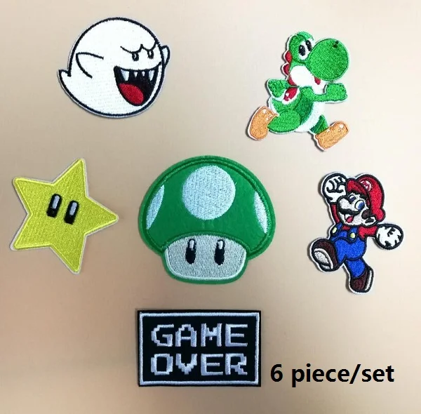 Yoshi Железный на патч Mario cart гриб звезда принцесса мультфильм игра над вышитой детской тканью аппликация аксессуар значок - Цвет: Антикварная бронза