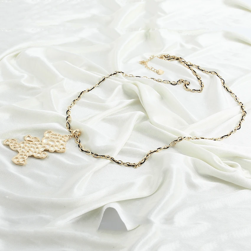 Новое ювелирное изделие позолоченное ожерелье с маленьким медвежонком Женская