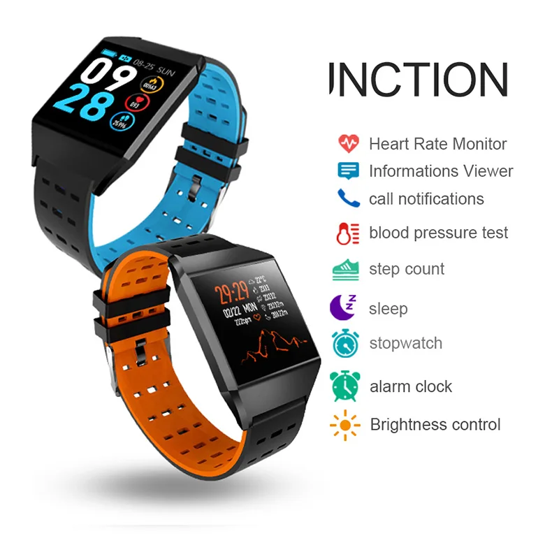 Wearpai W1C квадратные часы светодиодный сенсорный экран для сердечного ритма мониторинг кровяного давления Шагомер фитнес часы водонепроницаемый для спорта