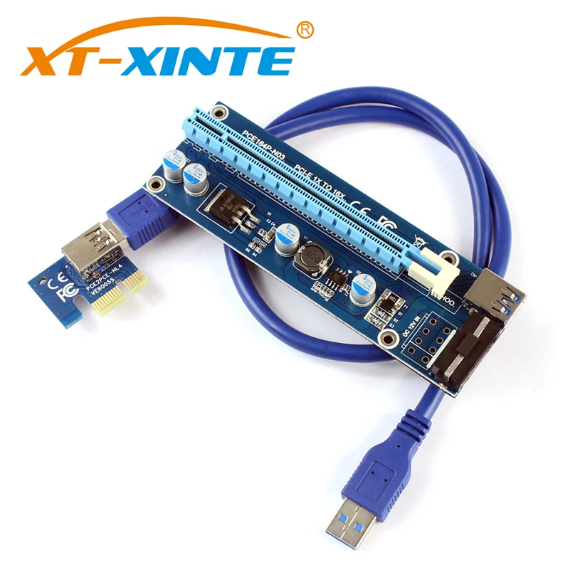 XT XINTE PCIE 1X to 16X Графический удлинитель для MOLEX DC одиночный адаптер питания ETH