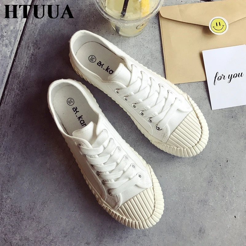 Женские парусиновые кроссовки HTUUA повседневные туфли на плоской платформе