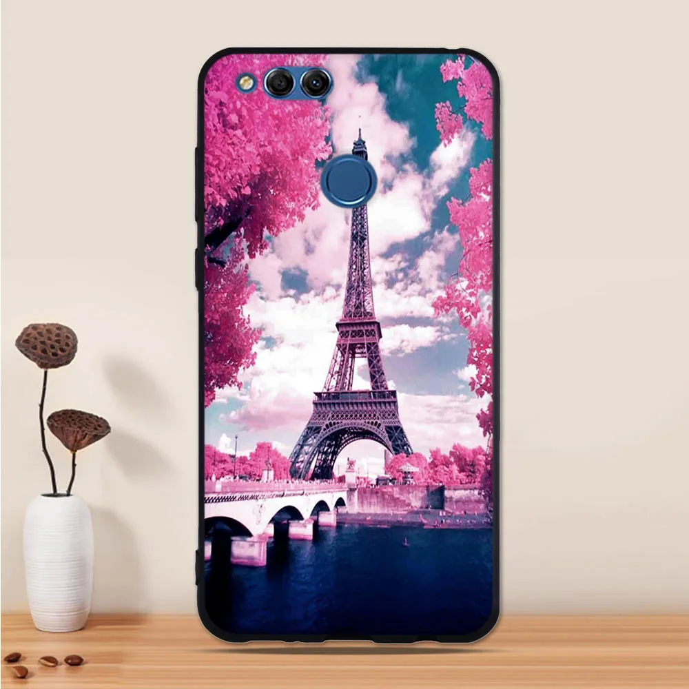 Мягкий чехол из ТПУ для Huawei Honor 7X силиконовый с принтом 7 X телефона|Бамперы| |