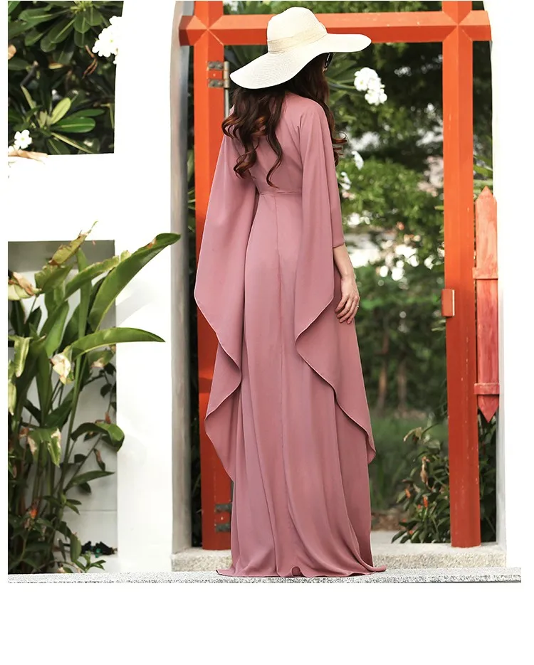 WBCTW Boho Dress7XL плюс размер длинное шифоновое платье с расклешенными бабочками 2/3