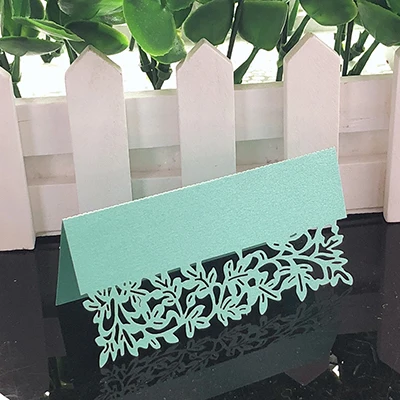 Tiffany Blue 10 цветов 50 шт. Дерево лист лазерная резка место карты именные карточки на стол Установка сообщений карты украшения для свадьбы и дня рождения вечерние сувениры - Цвет: Tiffany Blue