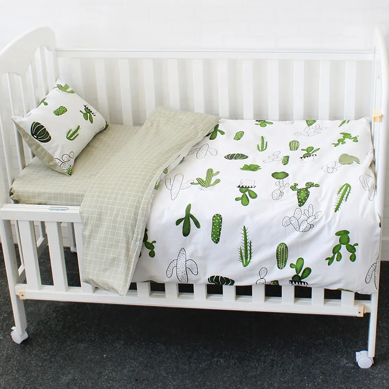 Cactus 3 Pcs Детский комплект постельного белья на заказ с буквенным бампером, детская подушка, украшение детской комнаты, чистый хлопок, Детский комплект для детской кроватки, Комплект постельного белья для детей - Цвет: Cactus 3 Pcs