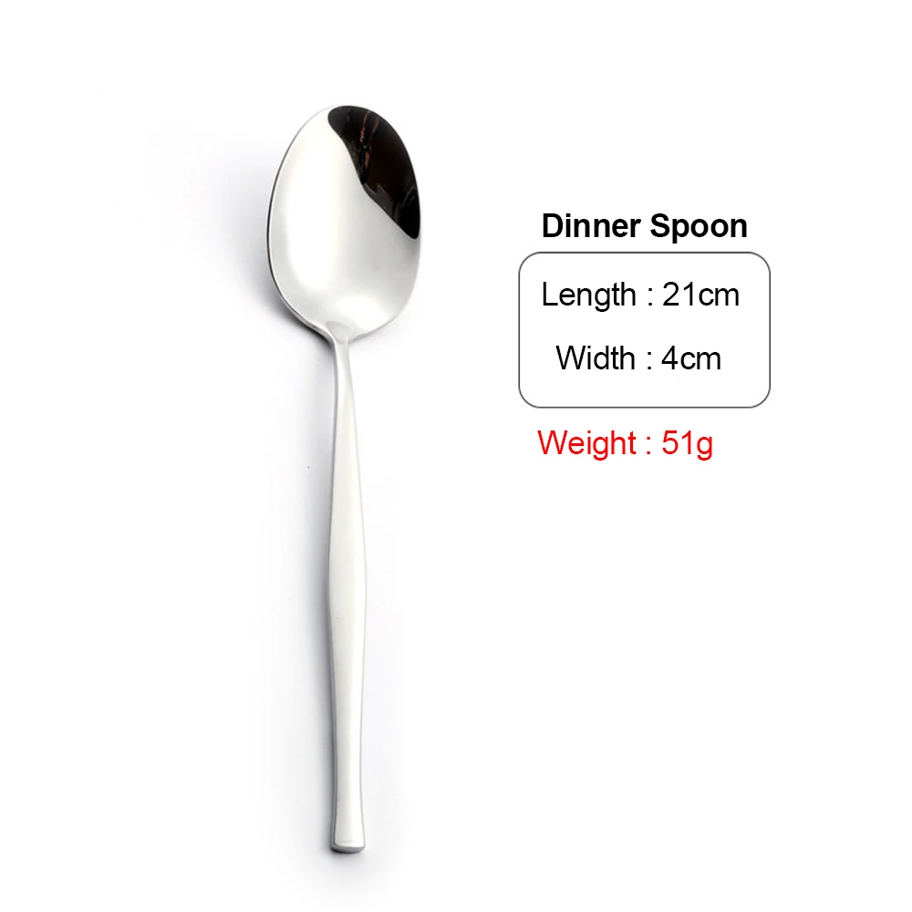 Dinner Spoon Нож из нержавеющей стали, столовая вилка, ложка, столовые приборы кухонные принадлежности, зеркальные столовые приборы, набор посуды, Экологичная семейная посуда для пикника - Цвет: Dinner Spoon