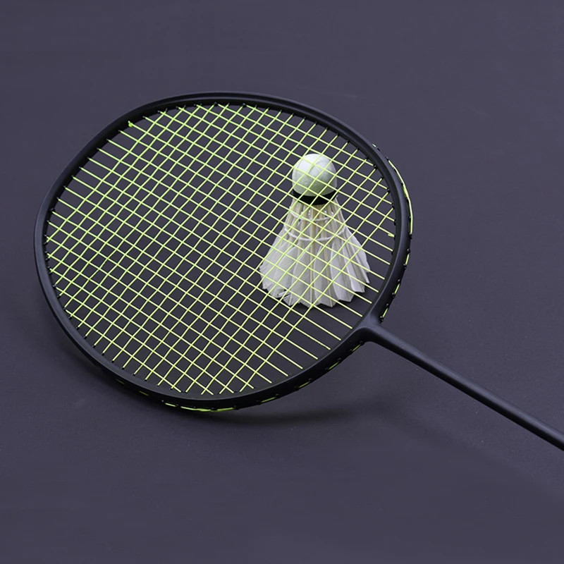 

Super light 7U 67g Strung Badminton Racket Black Professional Carbon Badminton Racquet 28LBS free Grips and Wristband