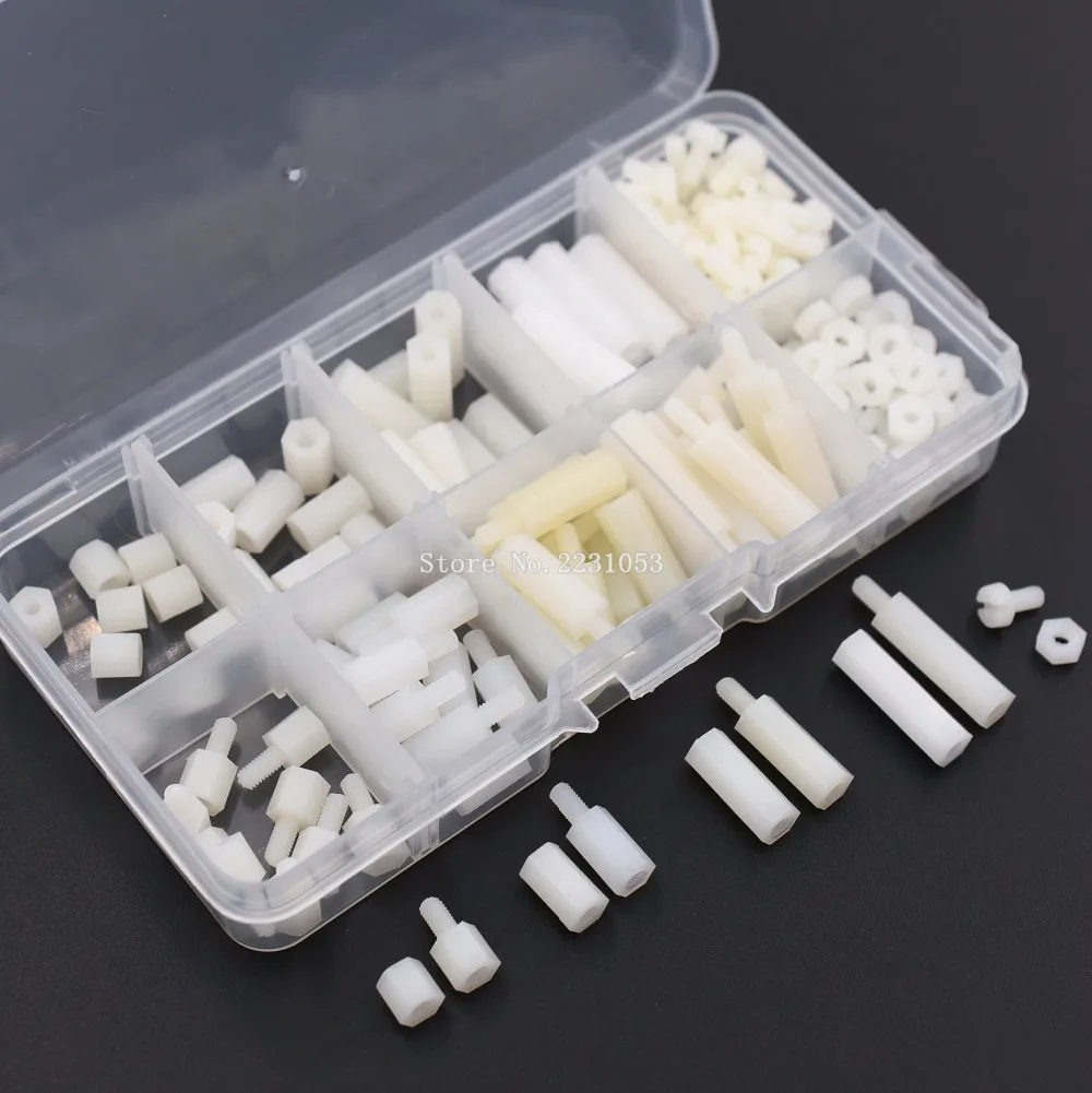 200 шт./лот M3 нейлоновые белые фотошестигранные Распорки винтовая гайка Штекерный