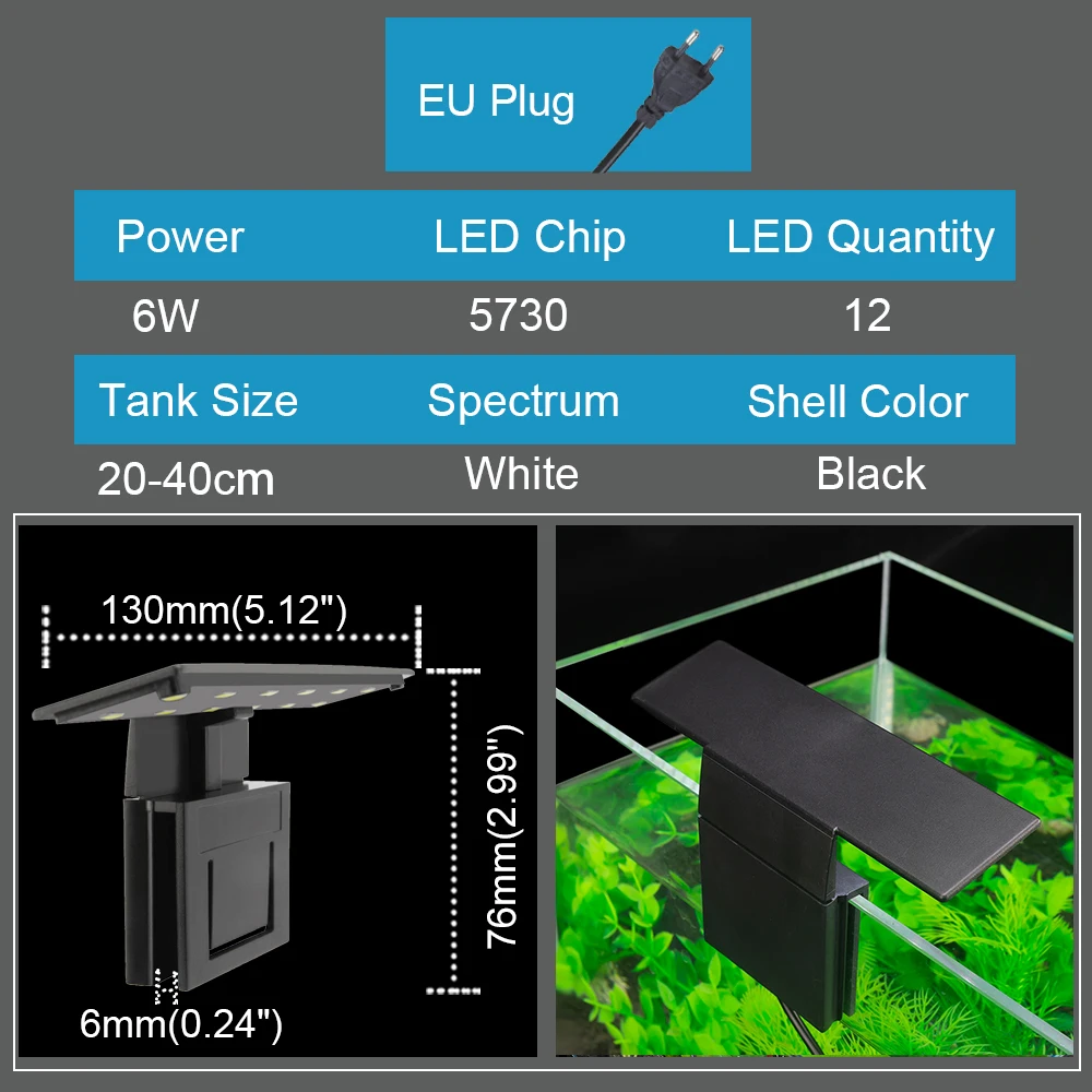 X3-EU-220V Senzeal Aquarium Light Super bright Aquarium Led Lighting M3/X3/X5/X7/X9 Clip-on Slim Fish LED Lamp 220V/110V Fish Tank LED Lamp - Цвет: X3-EU-220V