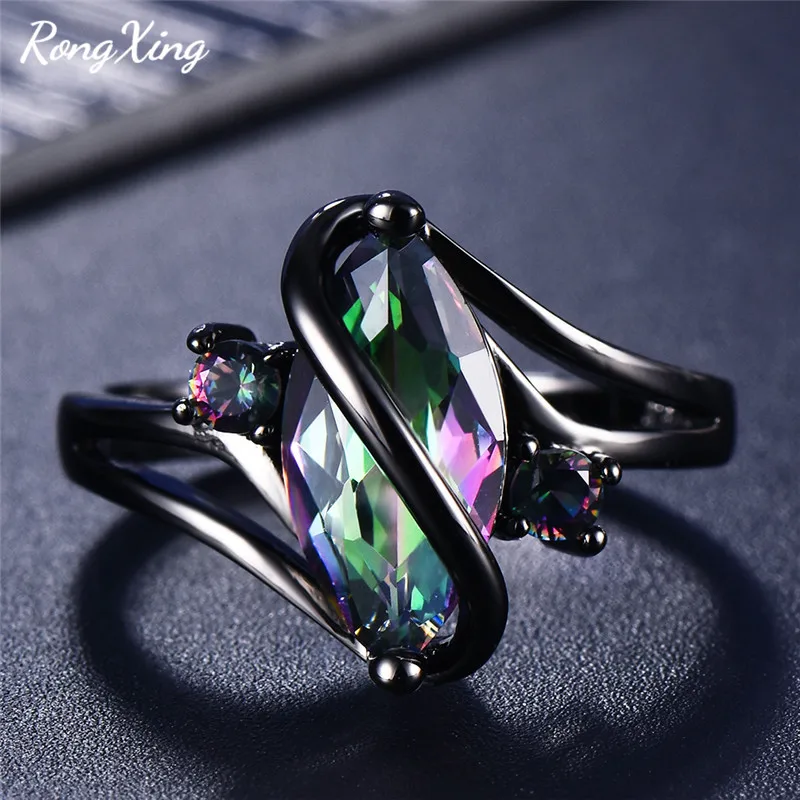 RongXing очаровательные фиолетовые/красные кольца с цирконием для женщин Черное