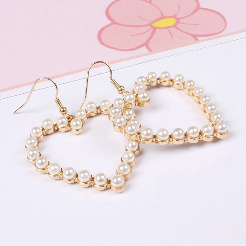 free shipping fashion women New Jewelry wholesale Pearl hollow peach heart earrings for | Украшения и аксессуары